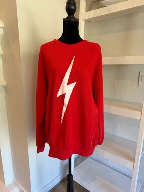 Aviator Nation Red Crewneck Sweatshirt with White Graphic